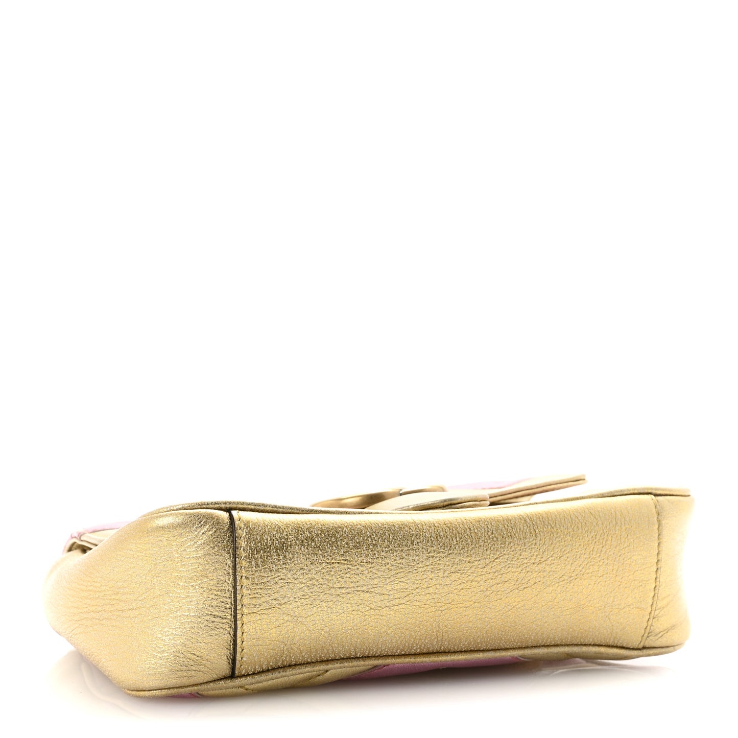 Metallic Calfskin Matelasse Mini GG Marmont Shoulder Bag Gold Pink