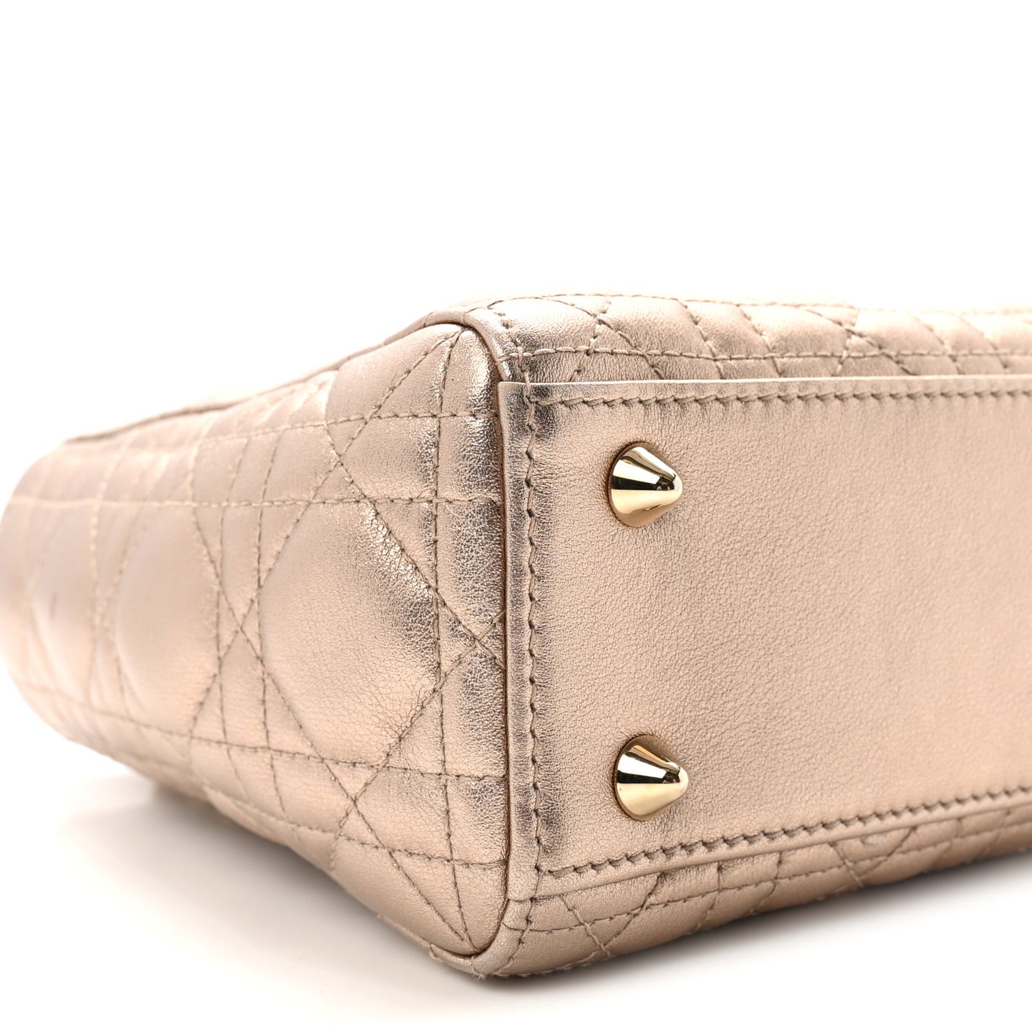 Metallic Lambskin Cannage Small My ABCDior Lady Dior Gold