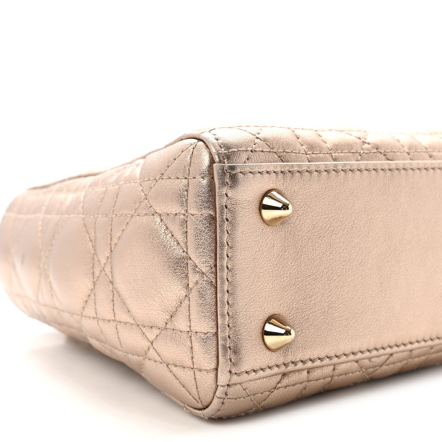 Christian Dior Metallic Lambskin Cannage Small My ABCDior Lady Dior Gold 8 of 9