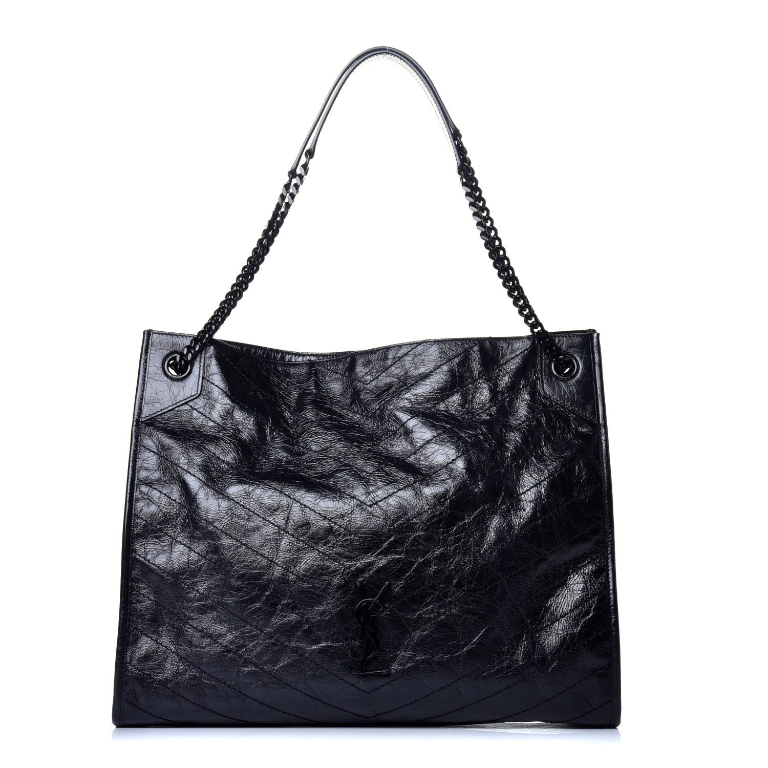 Saint Laurent Crinkled Calfskin Matelasse Monogram Large Niki Shopper Tote Black 1 of 8