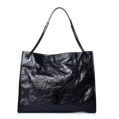 Saint Laurent Crinkled Calfskin Matelasse Monogram Large Niki Shopper Tote Black 1 of 8