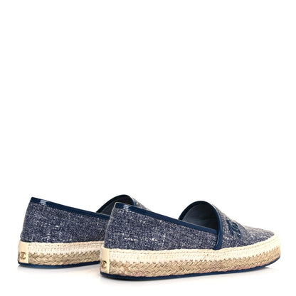 Chanel Fabric Patent Calfskin CC Espadrilles 38 Blue 4 of 9
