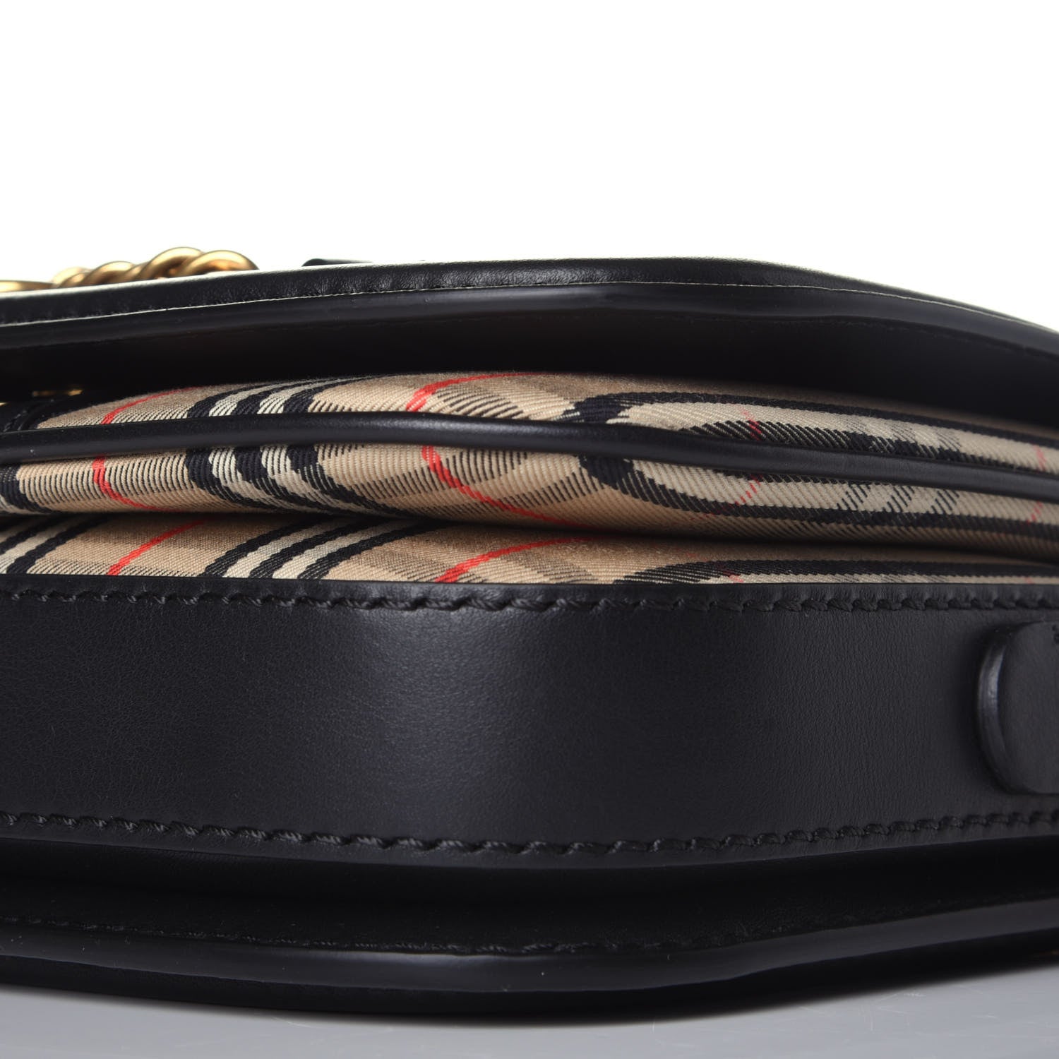 Burberry Smooth Calfskin 1983 Knight Check Link Shoulder Bag Black 9 of 9