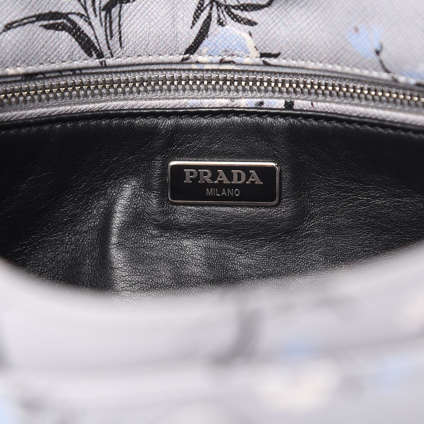 Soft Saffiano Floral Print Sound Shoulder Bag Acciaio
