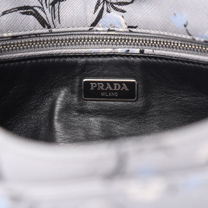 Prada Soft Saffiano Floral Print Sound Shoulder Bag Acciaio 6 of 13