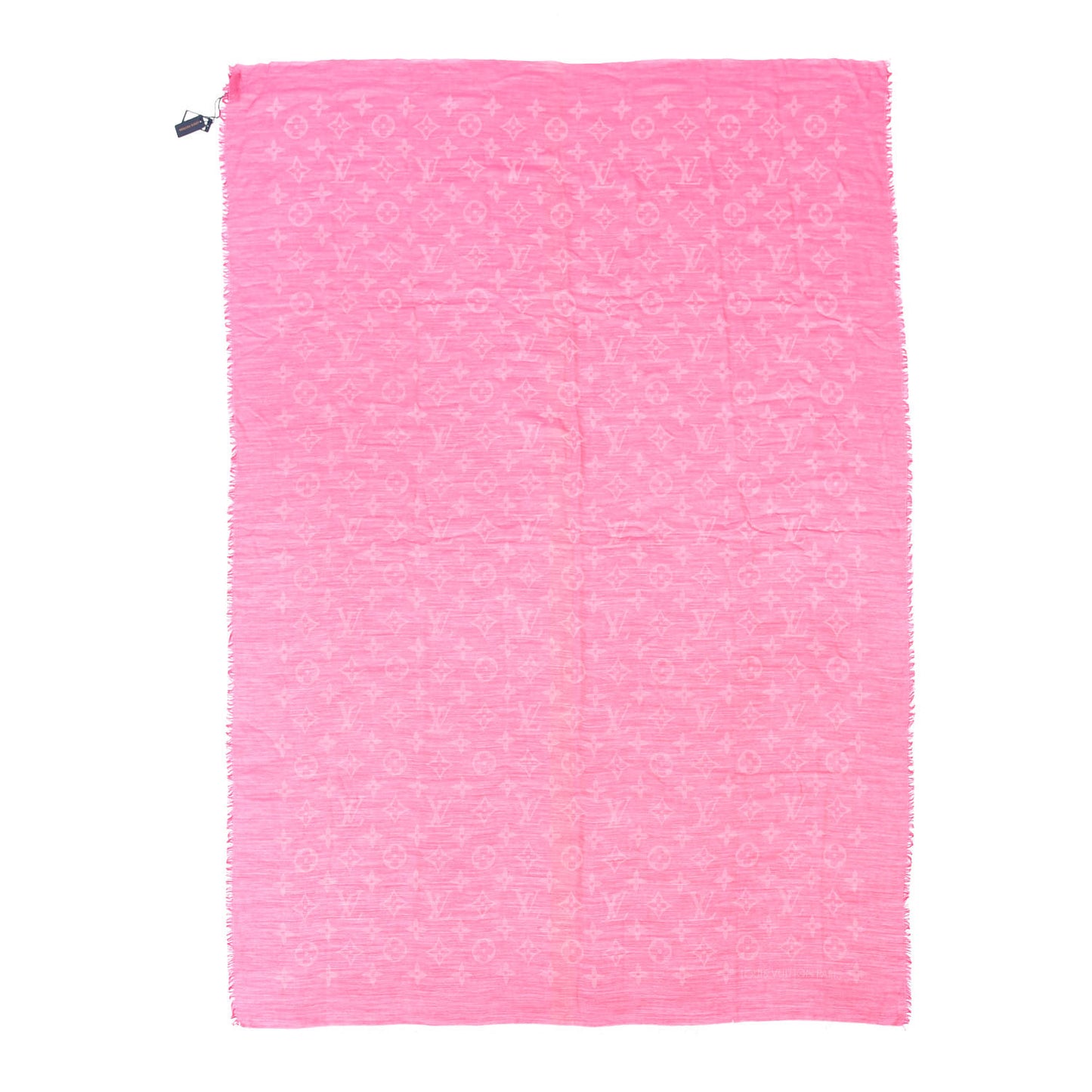 Wool Cotton Silk Monogram Stole Pink