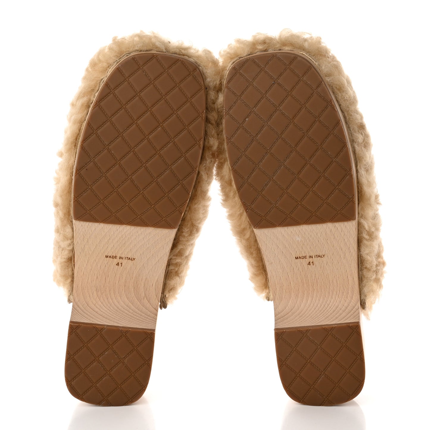 Shearling Lambskin Clogs 41 Beige