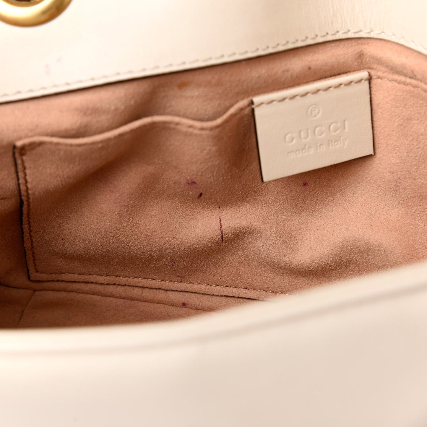 Calfskin Matelasse Mini GG Marmont Shoulder Bag White
