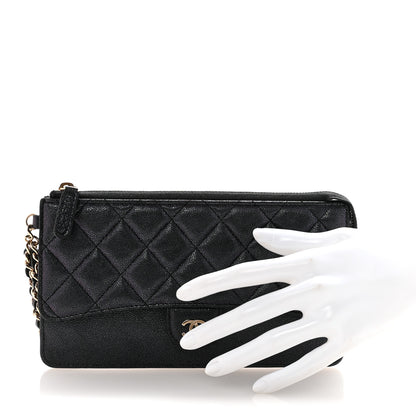Chanel Iridescent Caviar Quilted Classic Pouch With Handle Black 2 of 7