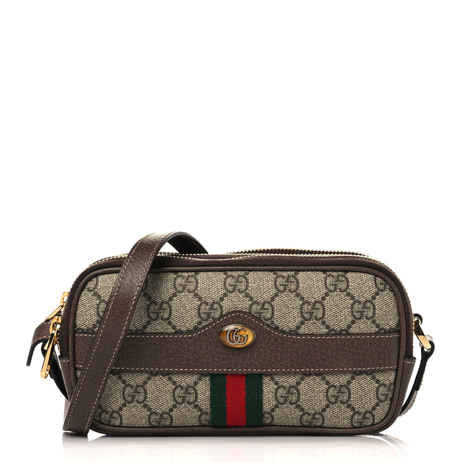 Gucci GG Supreme Monogram Web Mini Ophidia GG Bag Brown 1 of 9