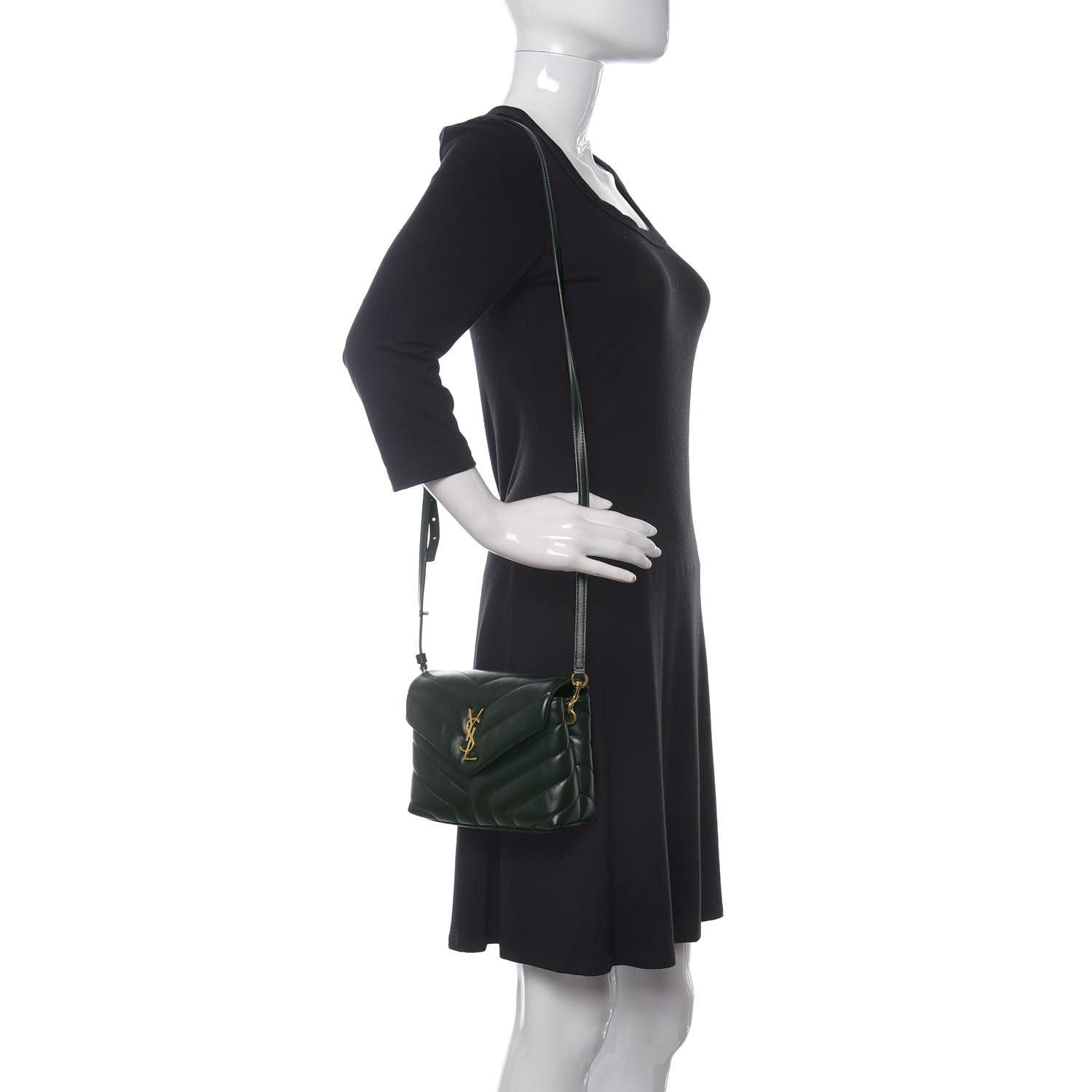 Saint Laurent Calfskin Y Quilted Monogram Toy Loulou Crossbody Bag Deep Green 2 of 11
