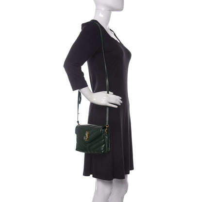 Saint Laurent Calfskin Y Quilted Monogram Toy Loulou Crossbody Bag Deep Green 2 of 11