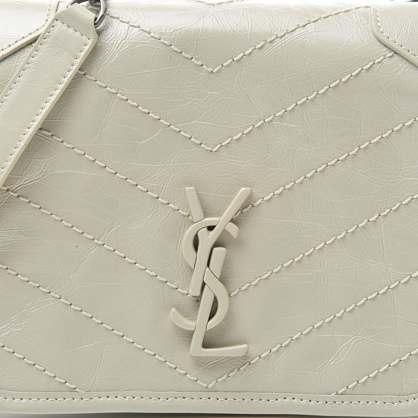 Crinkled Calfskin Matelasse Monogram Niki Chain Wallet Crema Soft