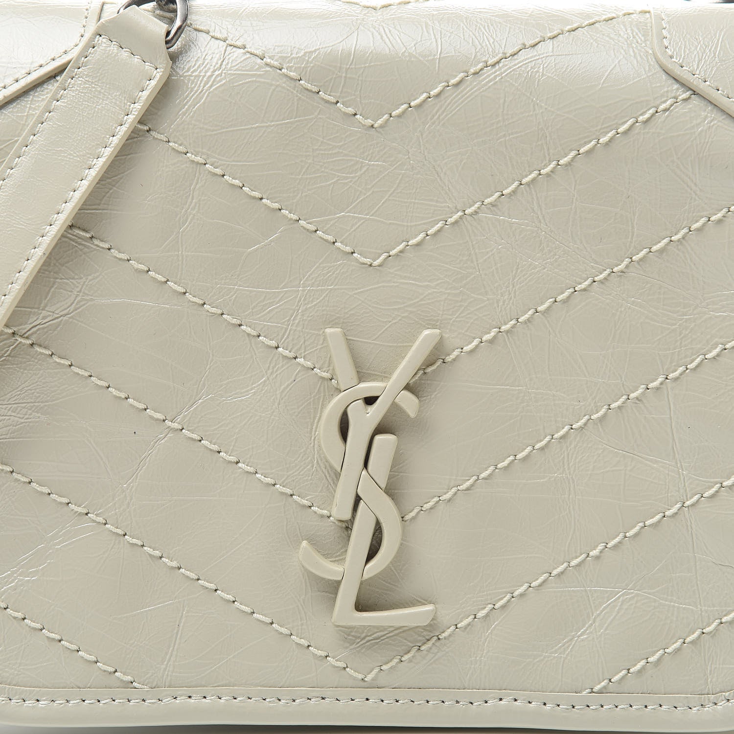 Saint Laurent Crinkled Calfskin Matelasse Monogram Niki Chain Wallet Crema Soft 8 of 11