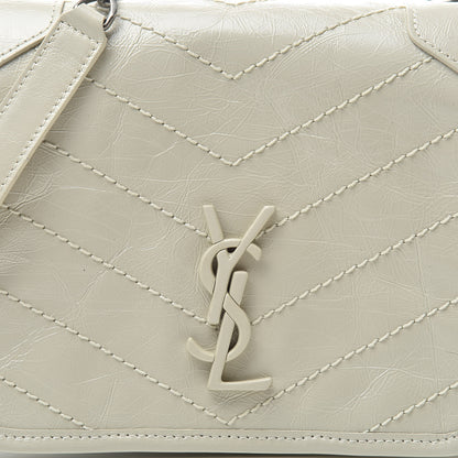 Saint Laurent Crinkled Calfskin Matelasse Monogram Niki Chain Wallet Crema Soft 8 of 11