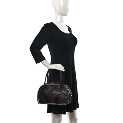 Prada Vitello Drive Perforated Bowling Bag Mosto 2 of 11