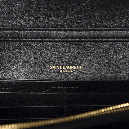 Saint Laurent Lambskin Diamond Quilted Becky Chain Wallet Black 8 of 11