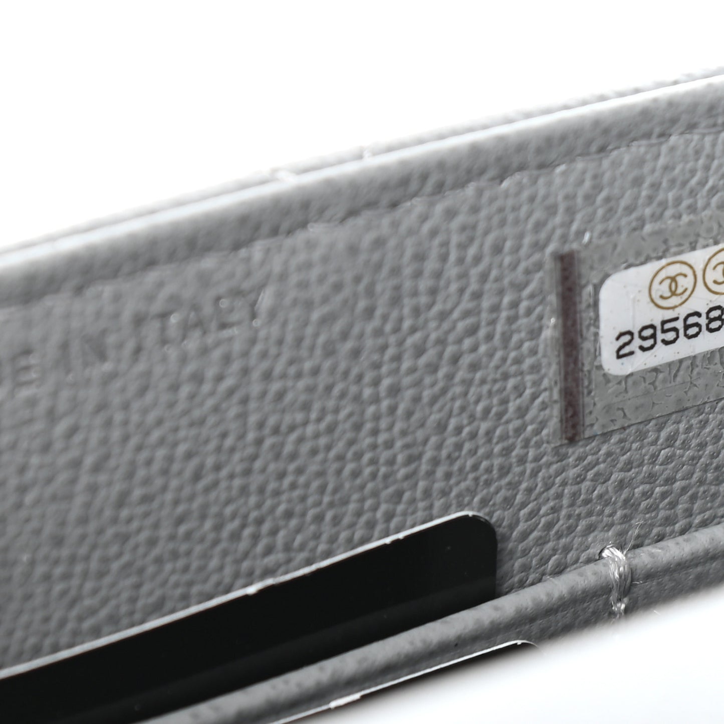 Grained Calfskin Quilted CC Box Clutch With Chain Grey