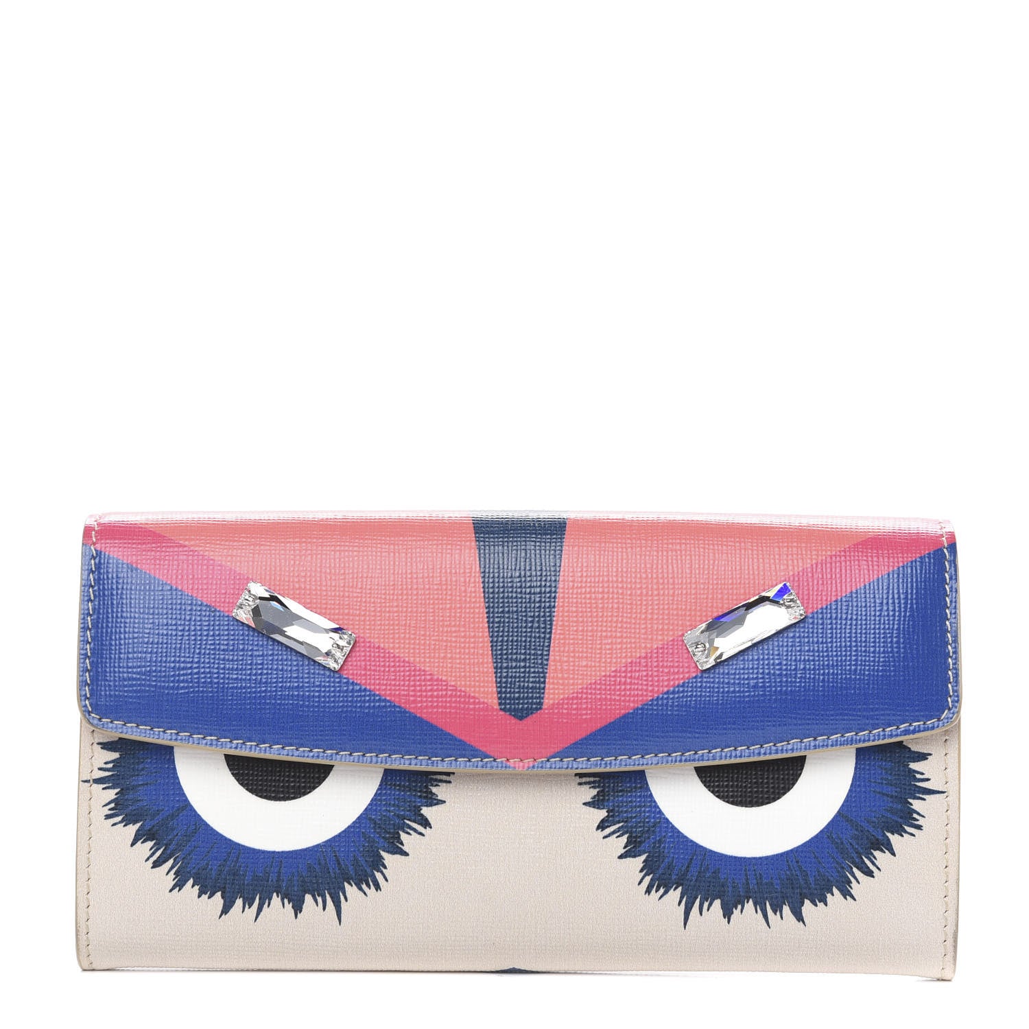 Fendi Vitello Elite Crystal Eye Monster Simply Continental Wallet Bellini Multicolor 1 of 11
