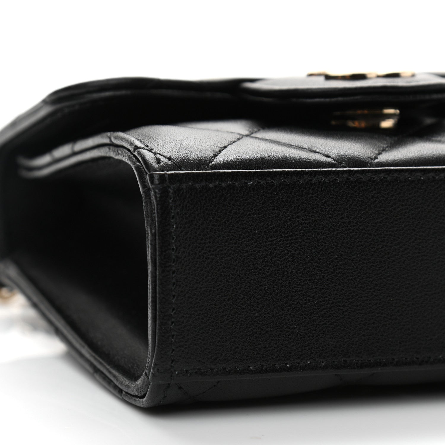 Chanel Lambskin Quilted Top Handle Flap Clutch With Chain Black 10 of 12
