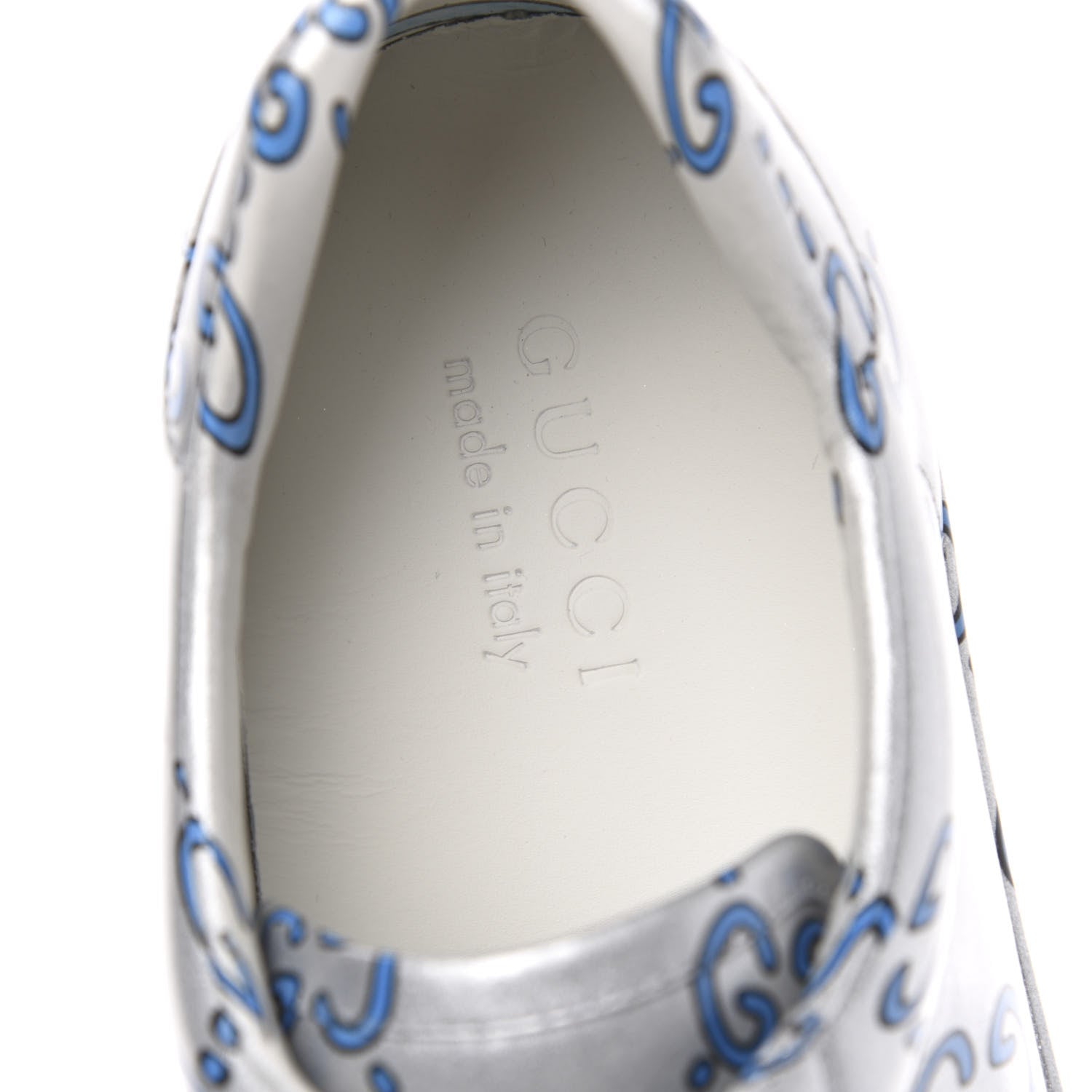 Gucci Miro Rubber Wax GucciGhost Print Mens New Ace Sneakers 9 Silver 8 of 9