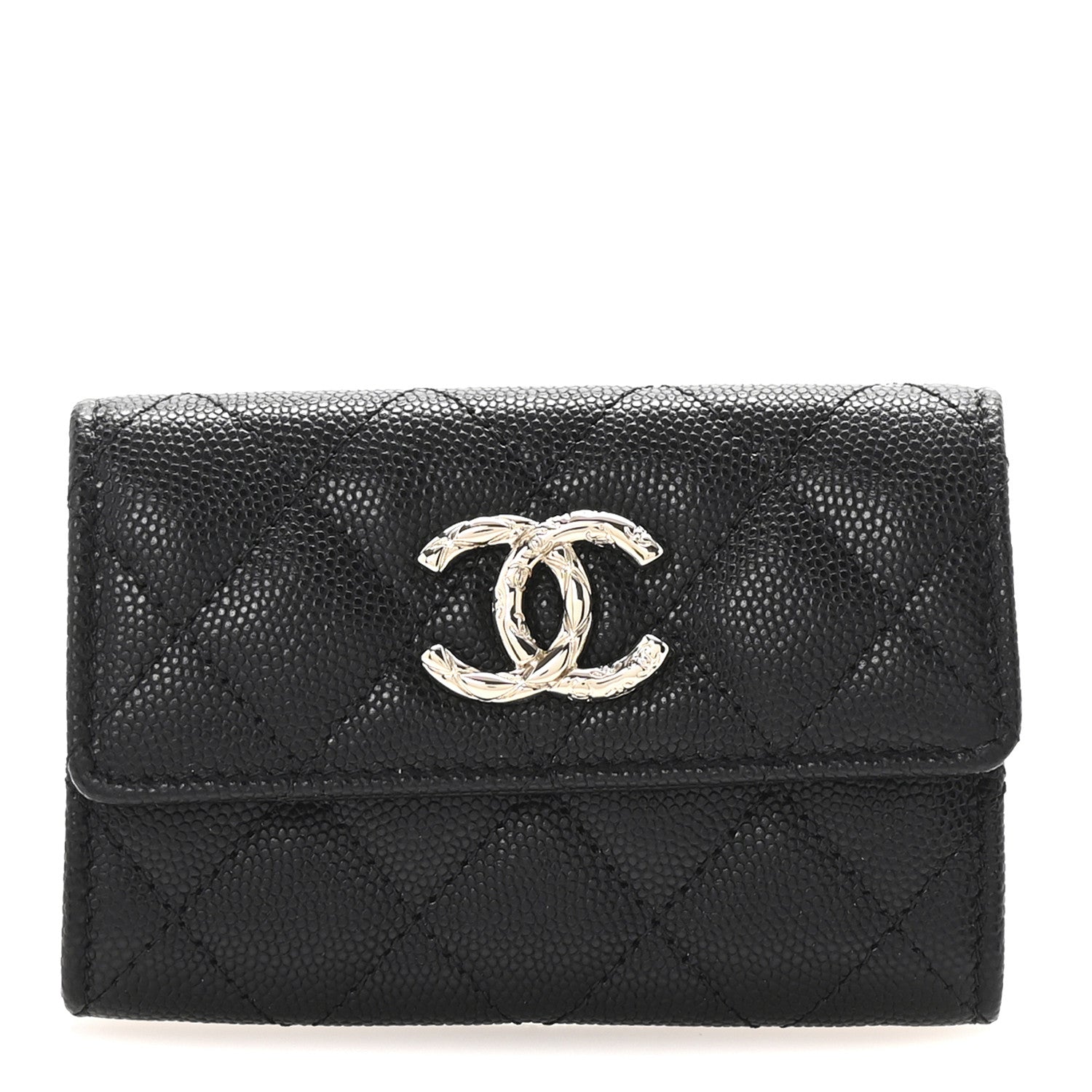 Chanel Caviar Quilted CC Flap Card Holder Black 1 of 9