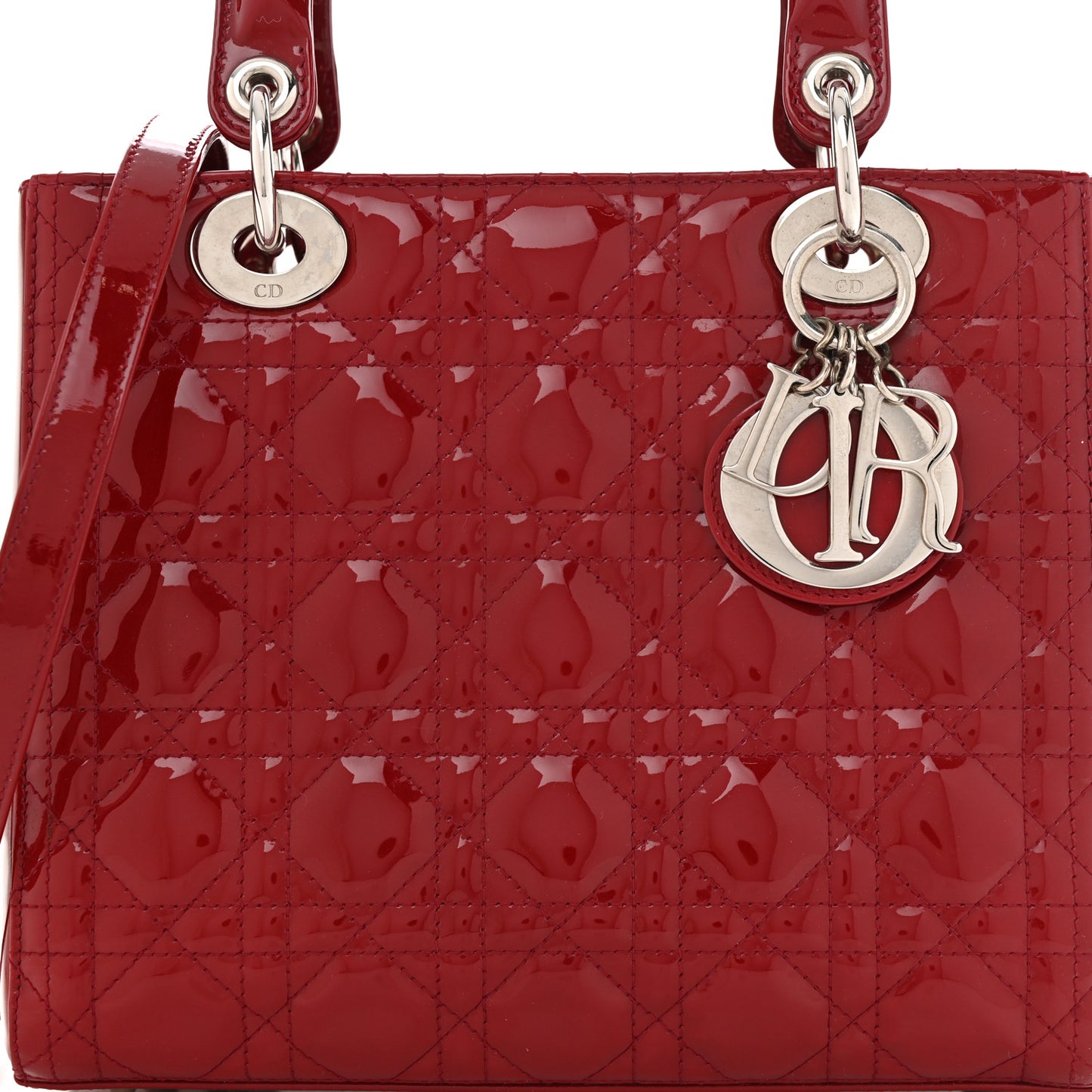 Patent Cannage Medium Lady Dior Red