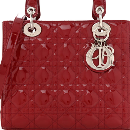 Christian Dior Patent Cannage Medium Lady Dior Red 8 of 11