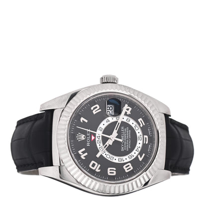 Rolex 18K White Gold Alligator 42mm Oyster Perpetual Sky-Dweller Watch Bright Black 326139 2 of 4