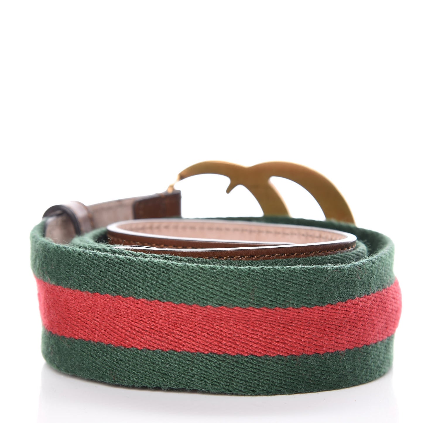 Nylon Calfskin Double G Web 40mm Belt 85 34 Green Red Cuir