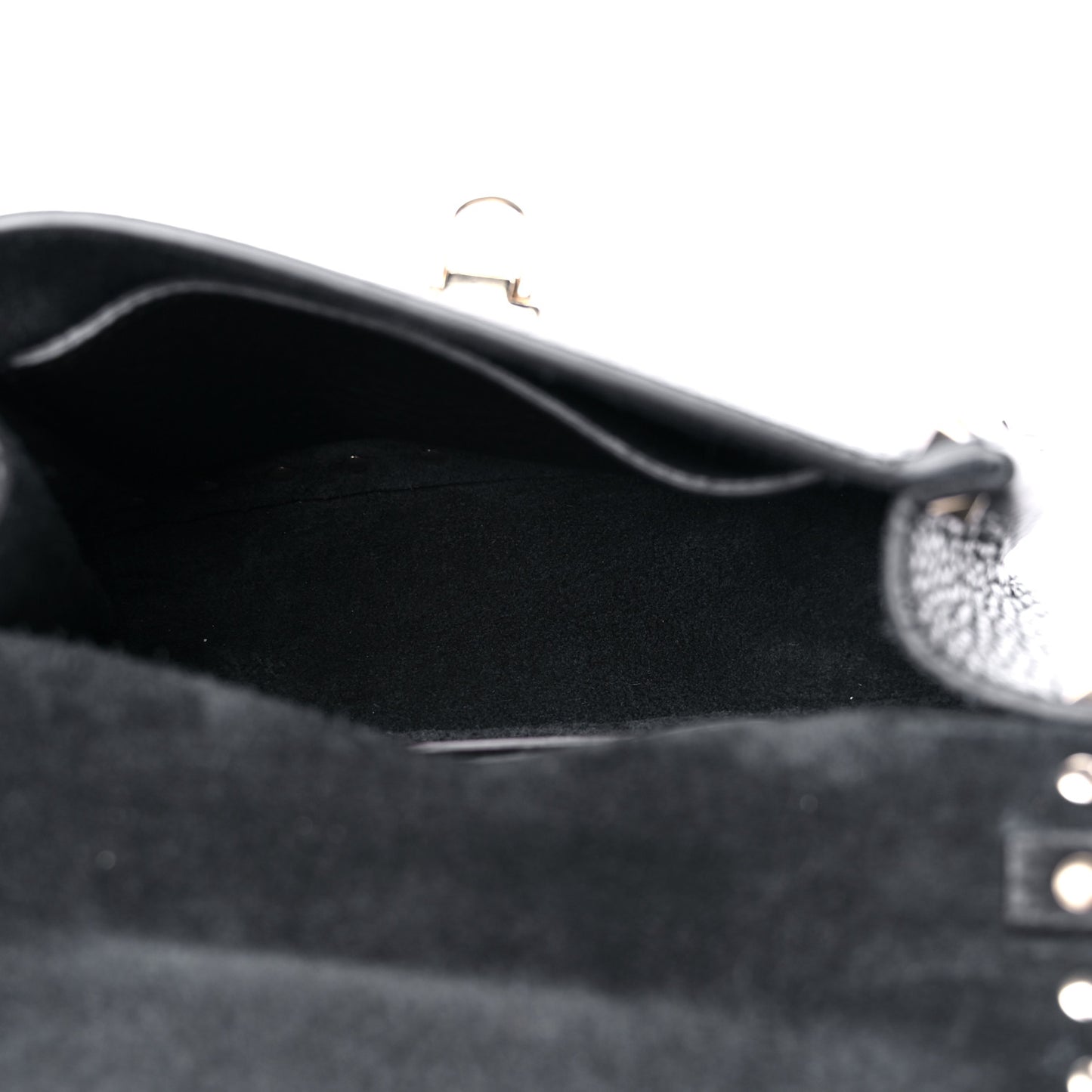 Grainy Calfskin Small Rockstud Top Handle Bag Black