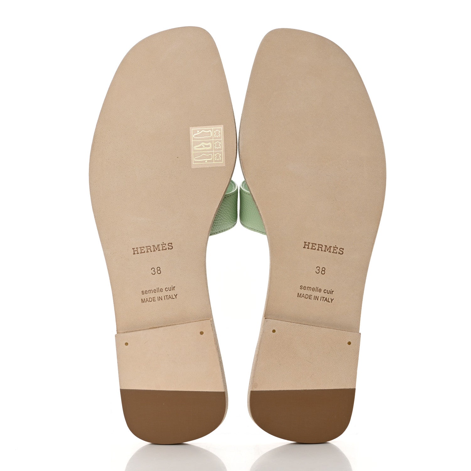 Hermes Epsom Oran Sandals 38 Vert Jade 5 of 9
