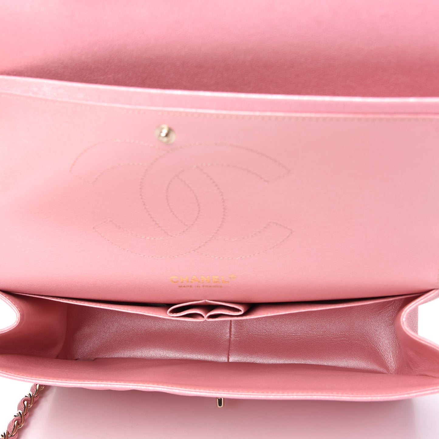 Iridescent Caviar Quilted Jumbo Double Flap Rose Pink