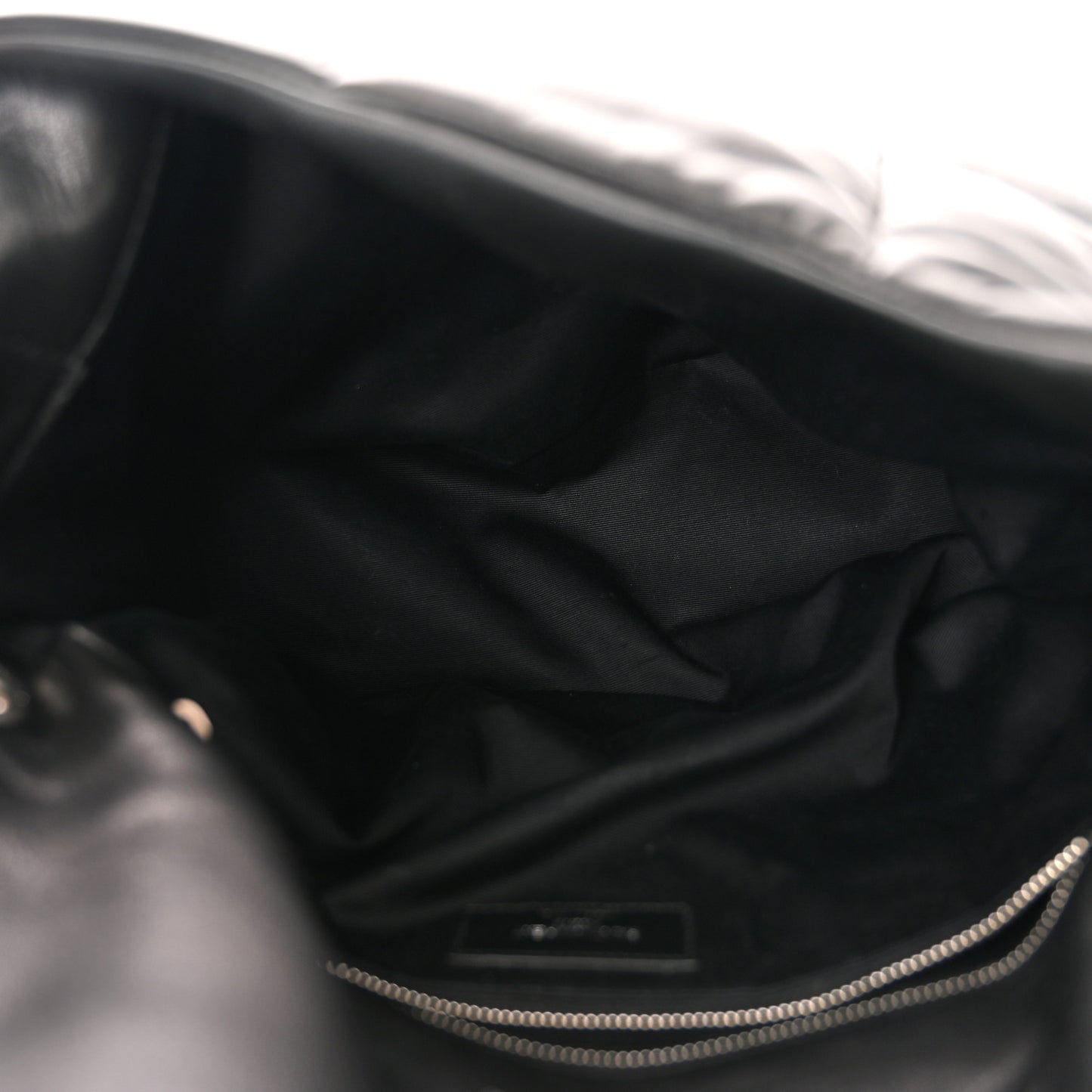 Lambskin Quilted Medium Loulou Puffer Monogram Chain Satchel Black