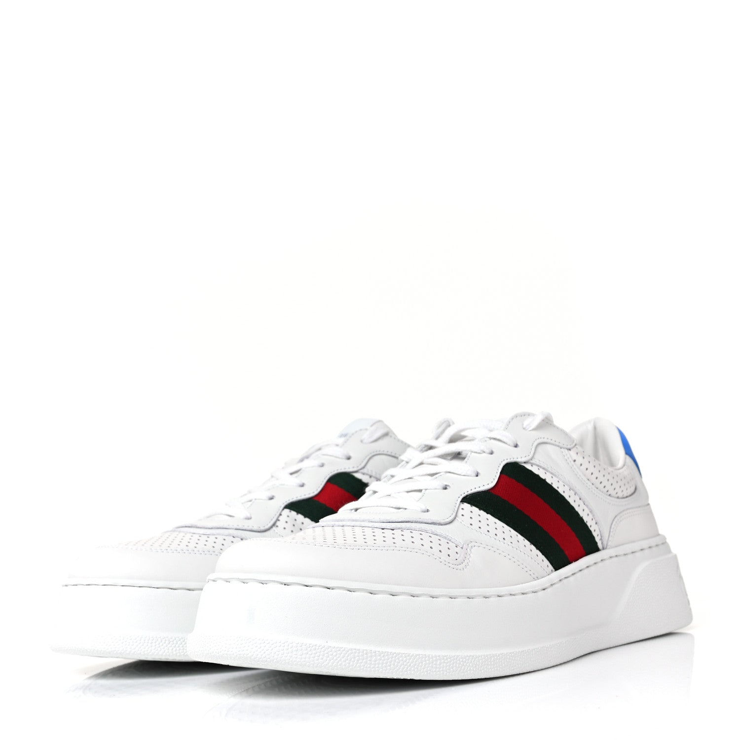 Gucci Calfskin Web Mens Ace Sneakers 11 White Blue 2 of 8