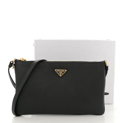 Prada Calfskin Triangle Pouch Shoulder Bag Black 11 of 11