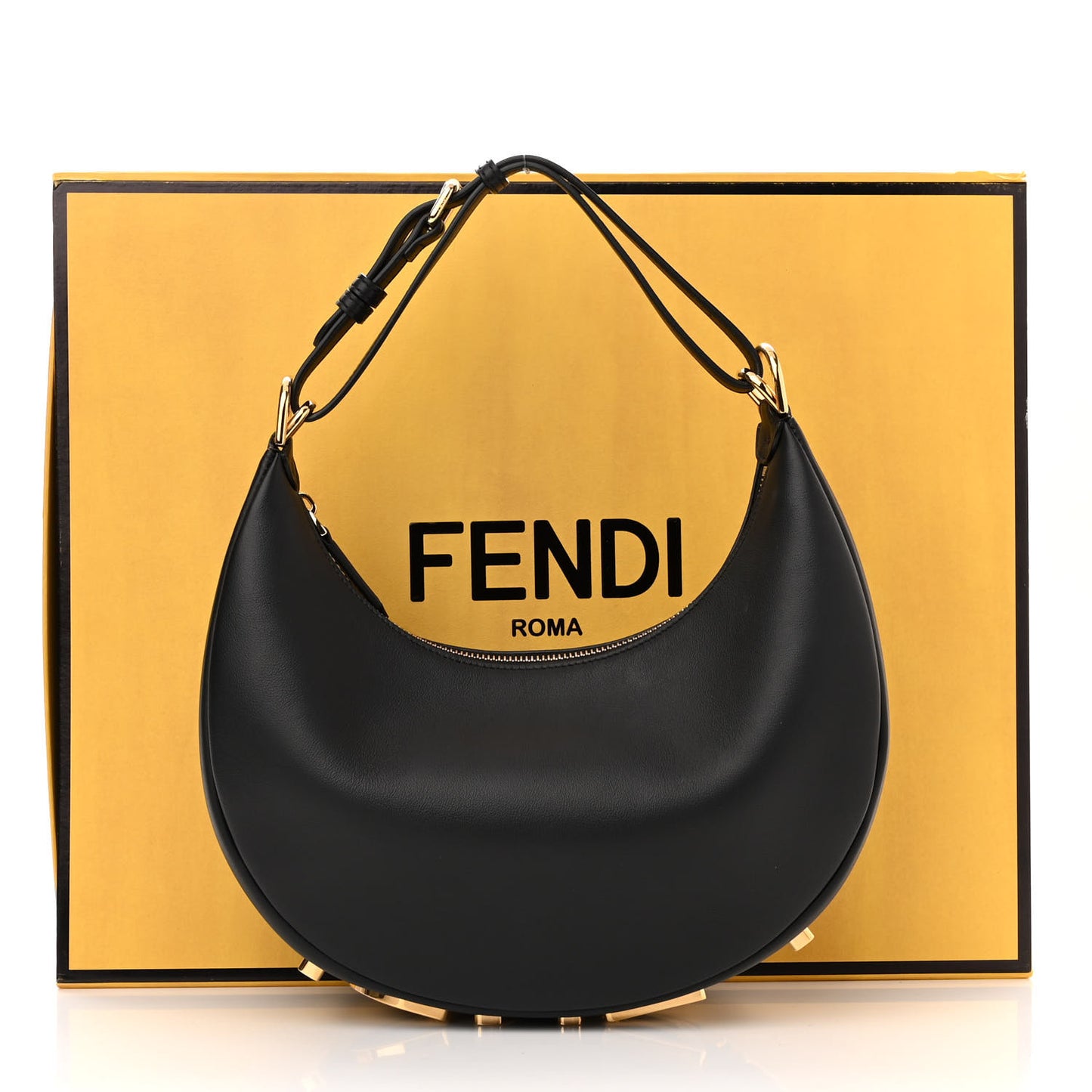 Vitello Grace Matte Small Fendigraphy Hobo Bag Black