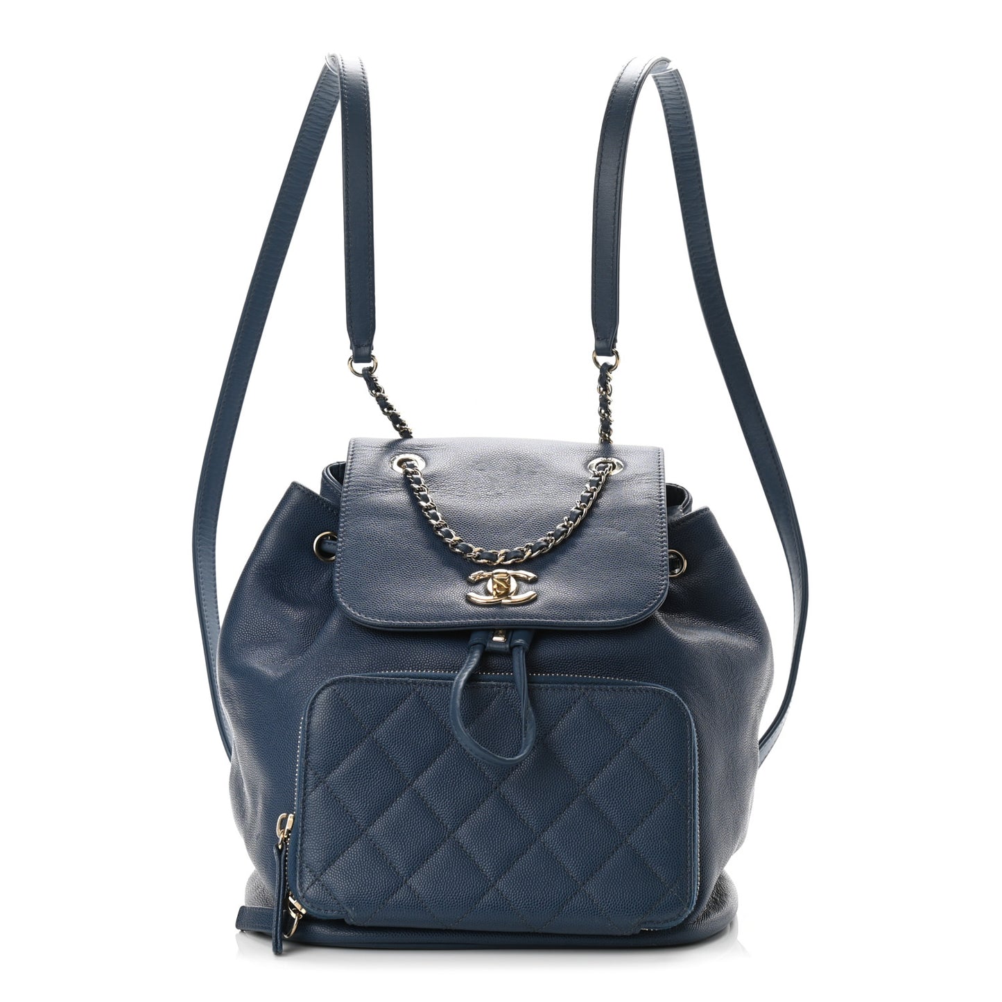 Caviar Quilted Business Affinity Backpack Blue