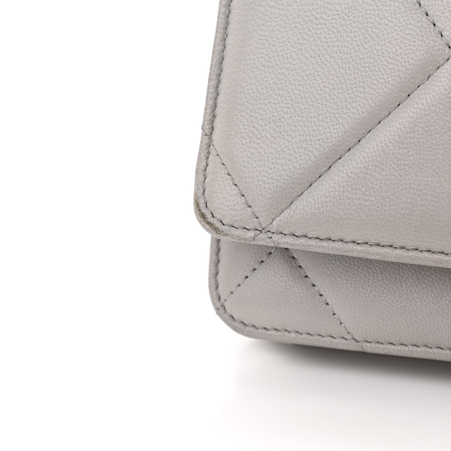 Lambskin Quilted Chanel 19 Wallet On Chain WOC Grey