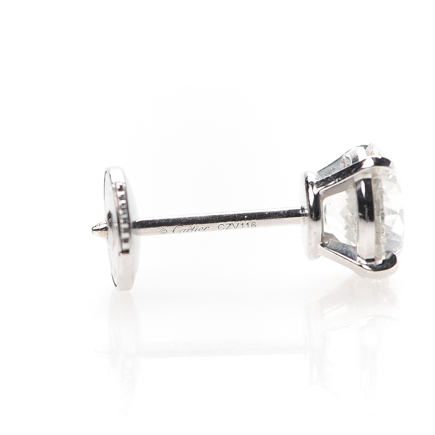 Cartier 18K White Gold Diamond 2.20ctw Solitaire Earrings 4 of 8