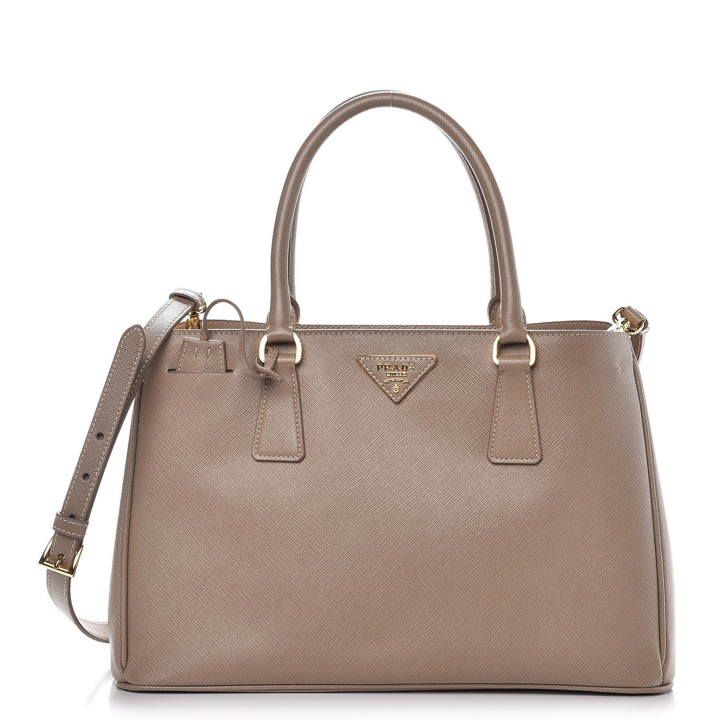 Saffiano Lux Medium Tote Visone
