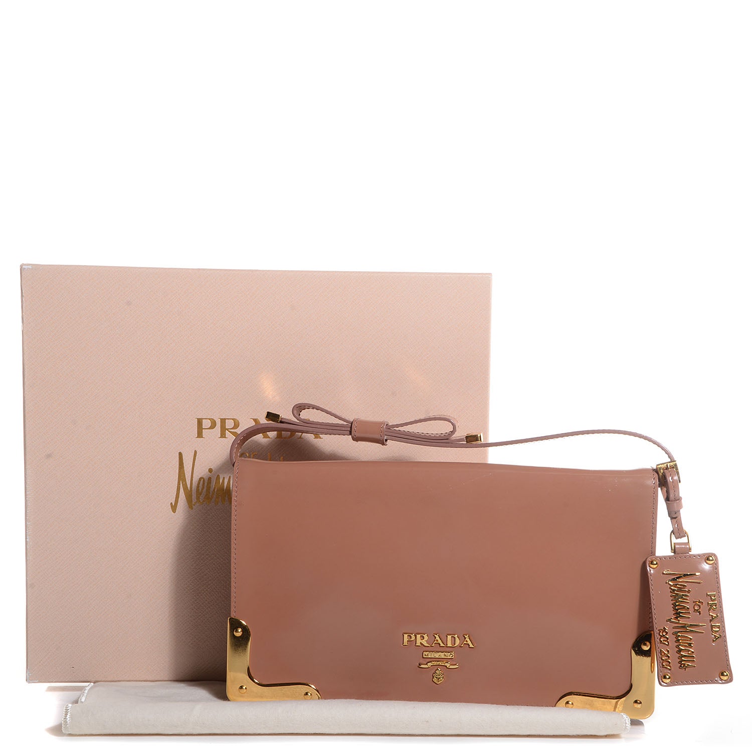 Prada Spazzolato Leather NM Pochette Nudo 10 of 10