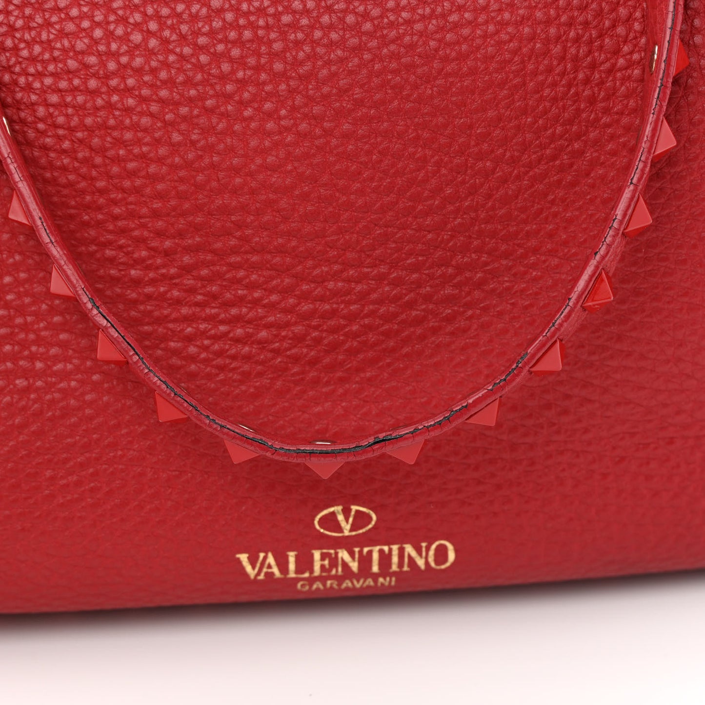 Vitello Monochrome Medium Rockstud Tote Rosso Valentino