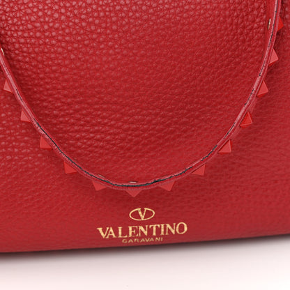 Valentino Garavani Vitello Monochrome Medium Rockstud Tote Rosso Valentino 17 of 18