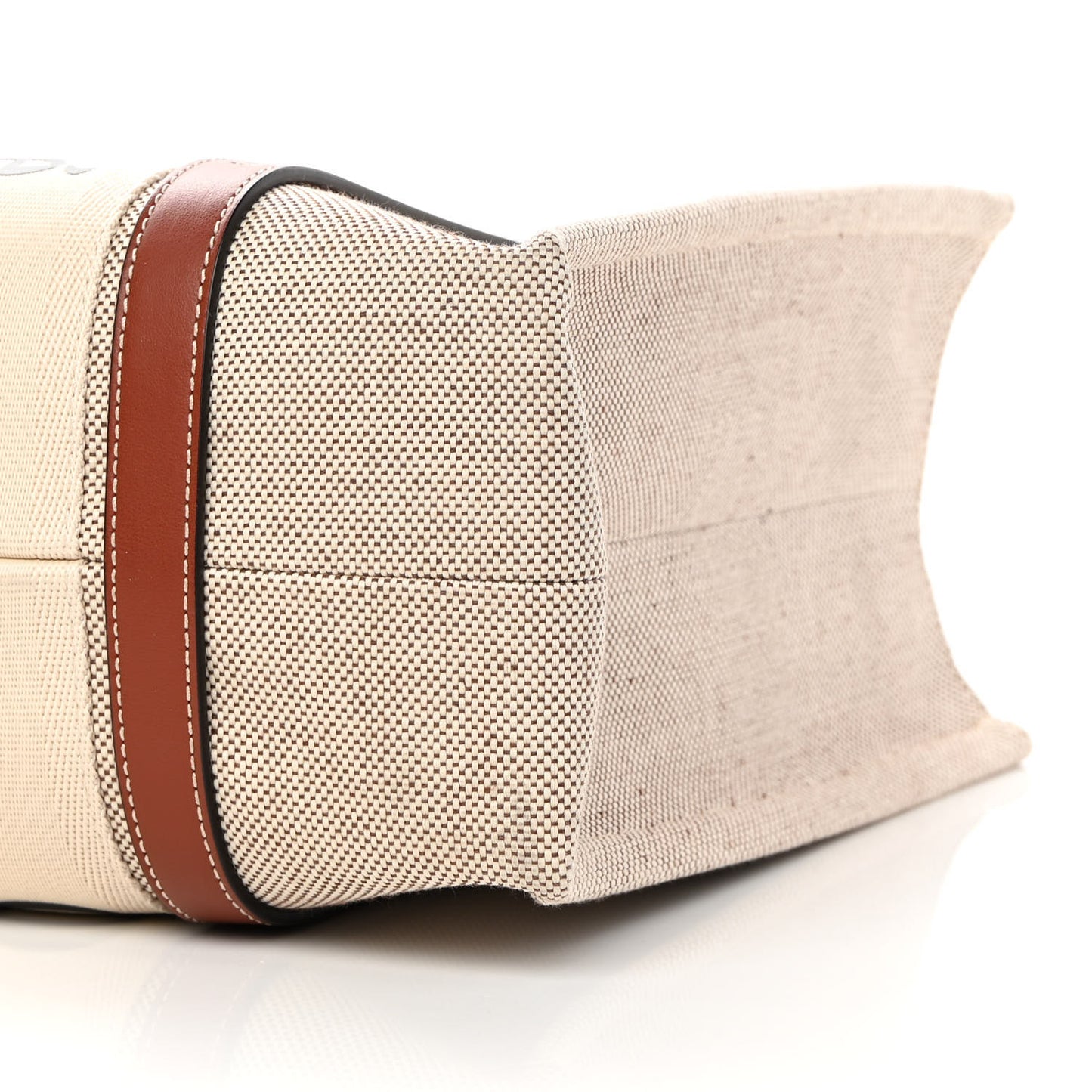 Cotton Calfskin Medium Woody Ribbon Tote White Brown