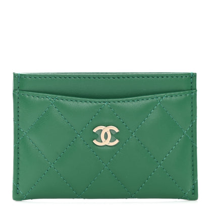Chanel Lambskin Quilted Card Holder Green 1 of 9