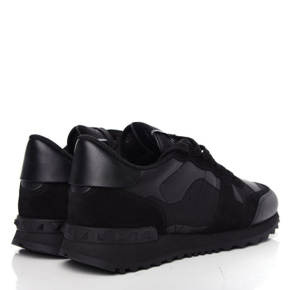 Valentino Garavani Nappa Suede Camouflage Womens Rockrunner Sneakers 38.5 Black 4 of 11