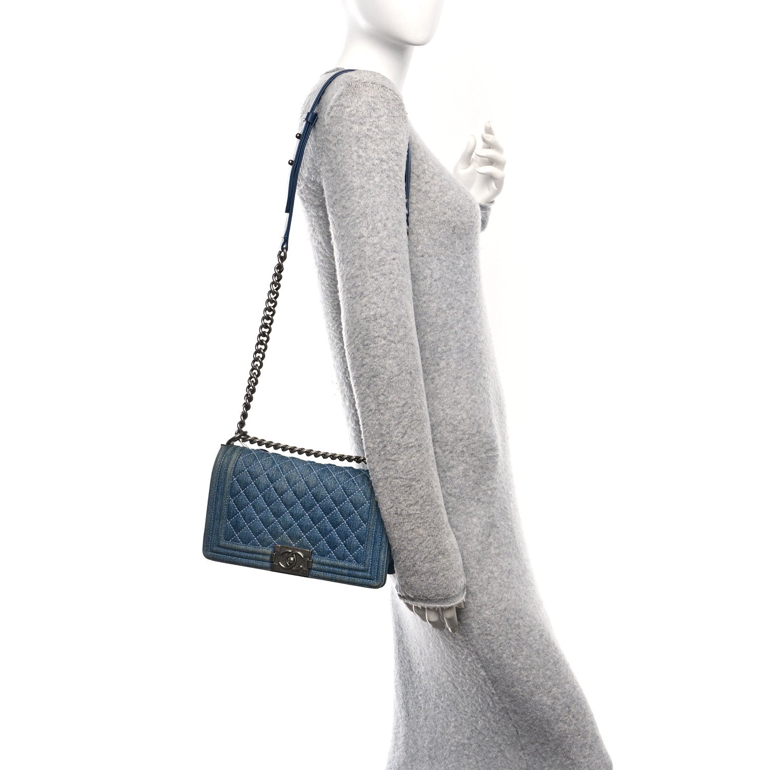 Chanel Denim Quilted Medium Boy Flap Blue 2 of 11