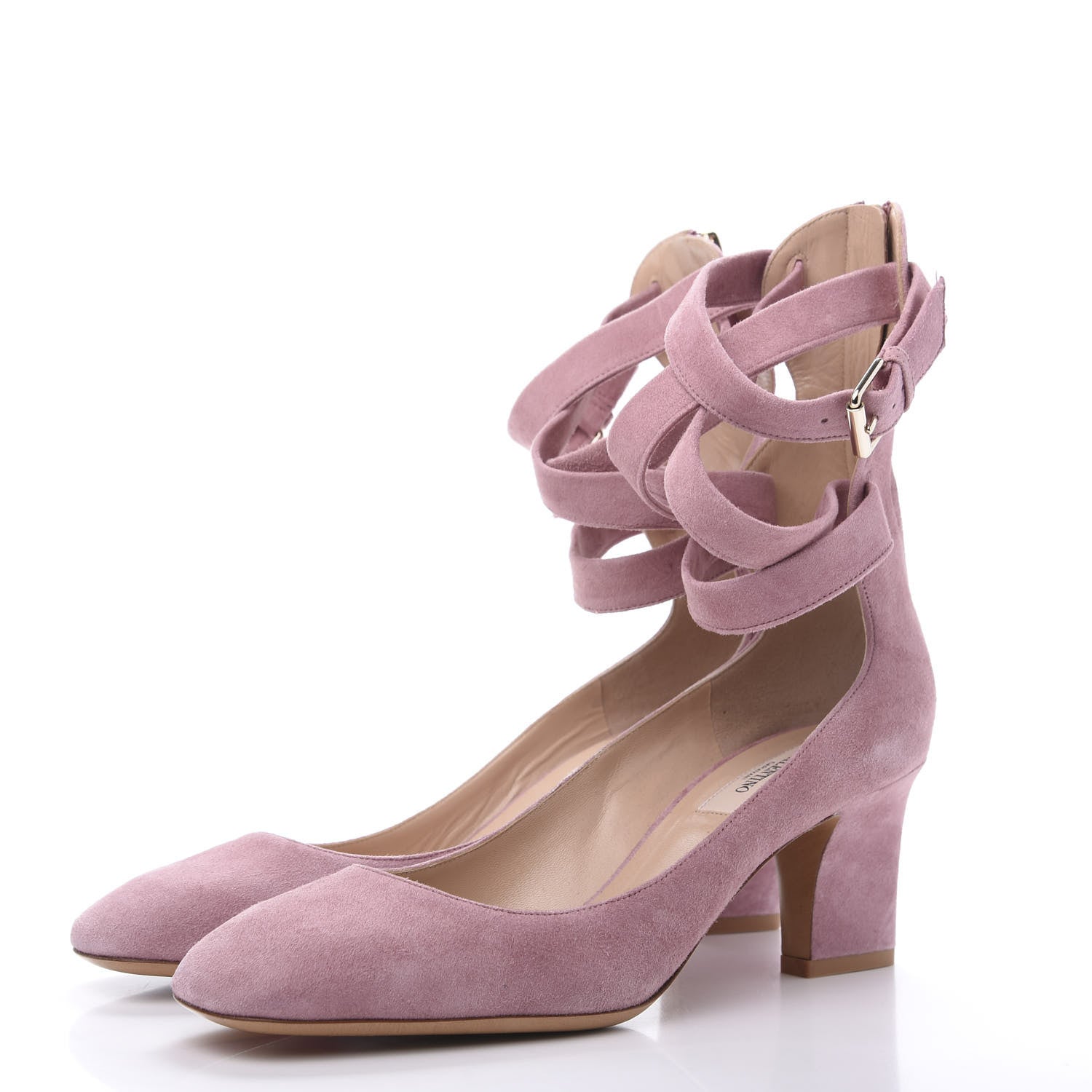 Valentino Garavani Plum Suede Ankle Strap Pumps 39.5 Antique Rose 3 of 8