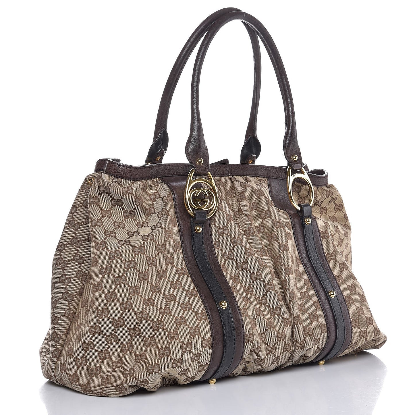 Monogram Medium Interlocking Icon Tote Dark Brown